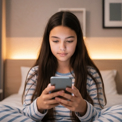 Teenager using a mindfulness app on a smartphone